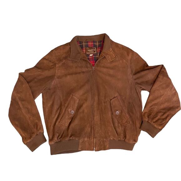 Reserve by Patrick James Size L Genuine Leather Brown Bomber Jacket Vintage - Picture 6 of 15